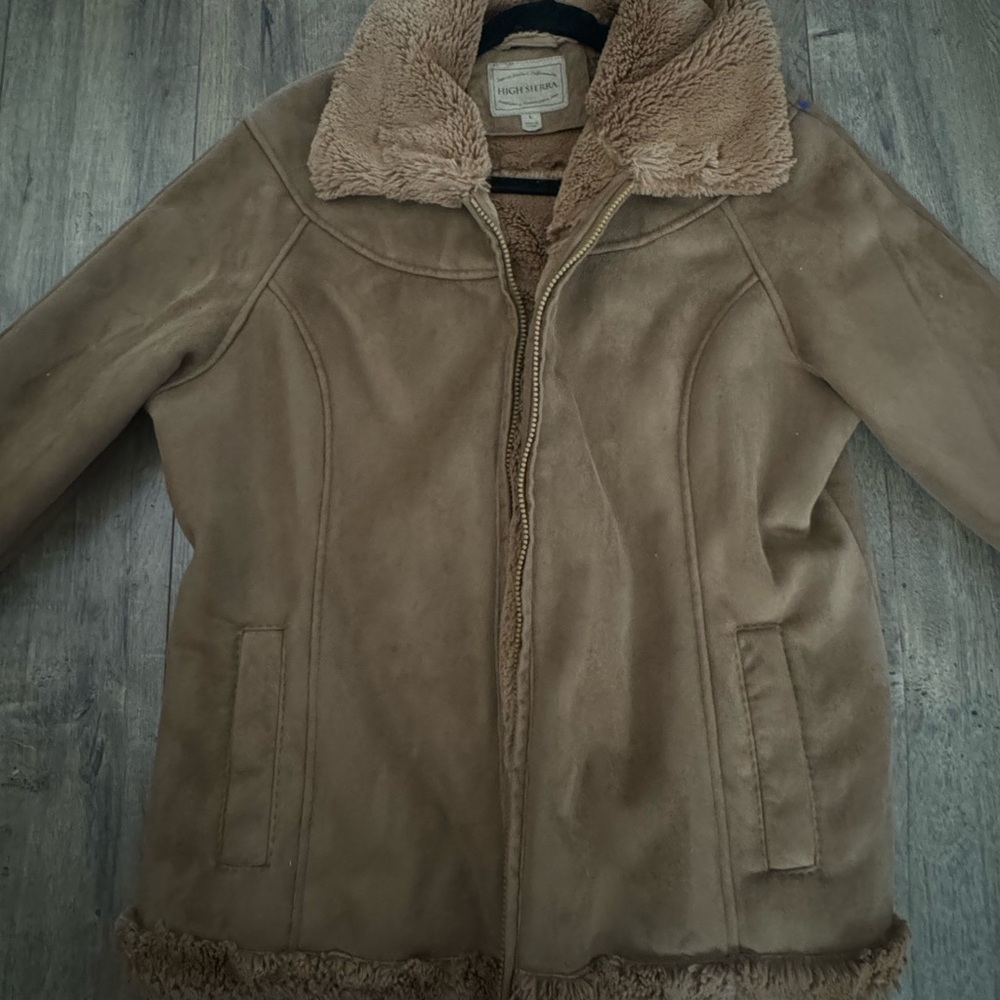 High Sierra Brown Faux Shearling-Trim Teddy Jacket